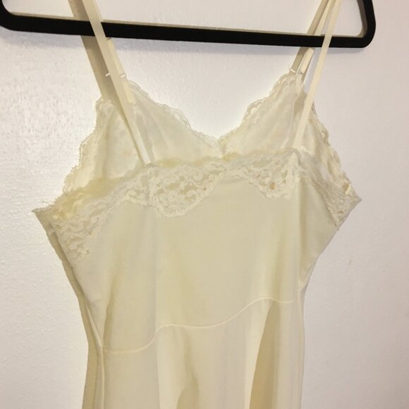 Vintage 60s 70s White Lace Daisy Full Slip  Anti Cling Crepe Sexy Slip Dress  (1 - Picture 14 of 14
